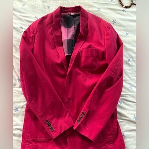 Burberry Brit Men’s medium Willson Patch Jacket Crimson Pink Check Cotton Casual